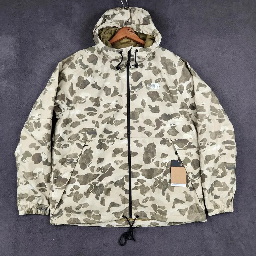 The North Face Antora Rain Hoodie Mens XL Cedar Camo Hooded Full Zip Jacket